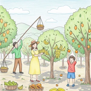 Beautiful and Simple Autumn Harvest Drawings of Golden Rice and Fruits - image 7