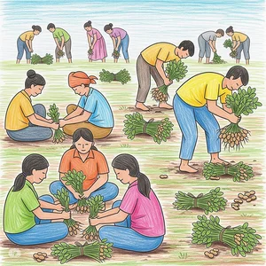 Beautiful and Simple Autumn Harvest Drawings of Golden Rice and Fruits - image 24