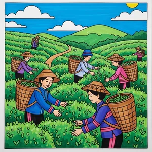Beautiful and Simple Autumn Harvest Drawings of Golden Rice and Fruits - image 21