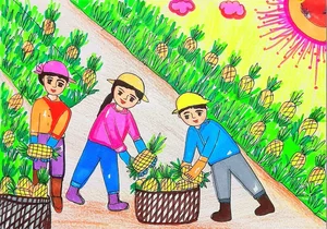 Beautiful and Simple Autumn Harvest Drawings of Golden Rice and Fruits - image 10