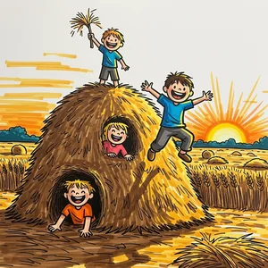 Beautiful and Simple Autumn Harvest Drawings of Golden Rice and Fruits - image 16