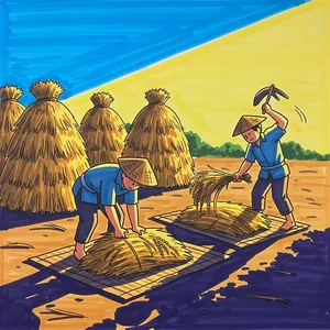Beautiful and Simple Autumn Harvest Drawings of Golden Rice and Fruits - image 9