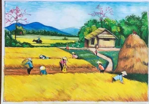 Beautiful and Simple Autumn Harvest Drawings of Golden Rice and Fruits - image 15