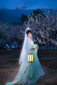 YiTuYu Vol.8718: Zhou Zhou AY - Ethereal Hanfu Beauty Amidst Enchanting Night Blossoms - image 18