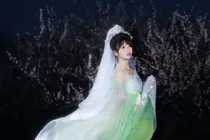 YiTuYu Vol.8718: Zhou Zhou AY - Ethereal Hanfu Beauty Amidst Enchanting Night Blossoms - image 11