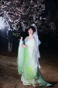 YiTuYu Vol.8718: Zhou Zhou AY - Ethereal Hanfu Beauty Amidst Enchanting Night Blossoms - image 7
