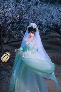 YiTuYu Vol.8718: Zhou Zhou AY - Ethereal Hanfu Beauty Amidst Enchanting Night Blossoms - image 14