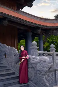 Graceful Vietnamese Ao Dai: Serene Beauty at Majestic Mountain Temple - image 5