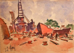 Nostalgic Paintings Capture the Historic Ba Son Shipyard After National Reunification - image 5