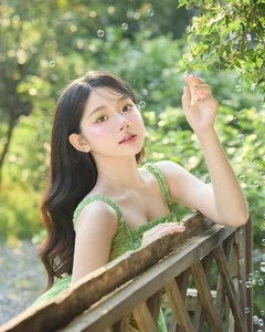 Mukbang Influencer Transforms into a Green Fairy in Enchanting Summer Gallery - image 0