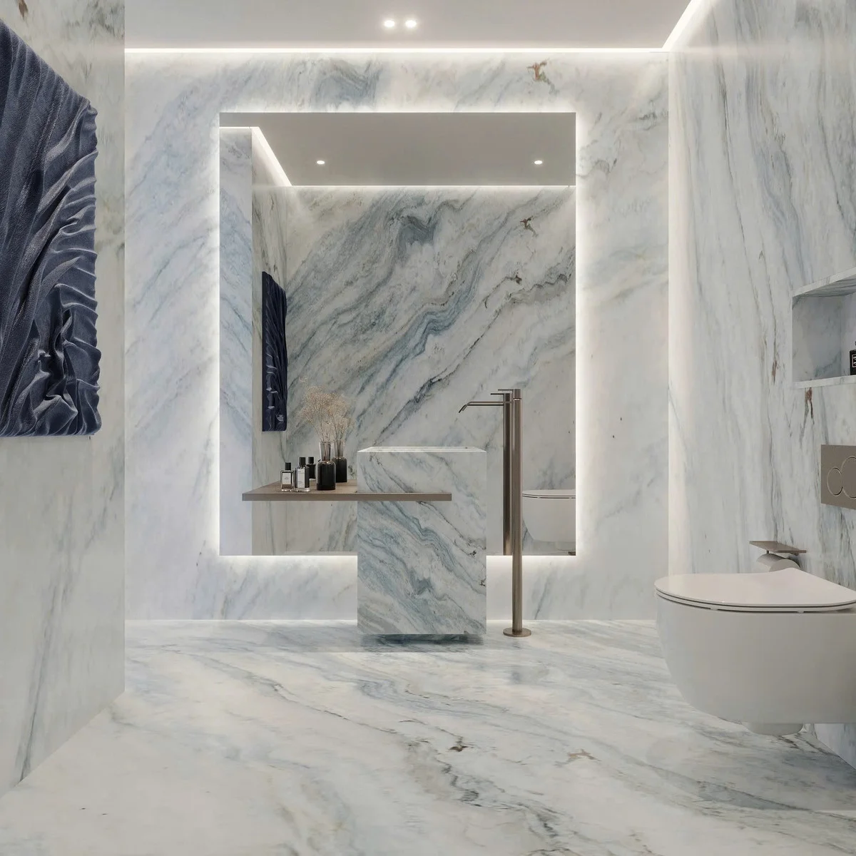 Luxury 500m2 Modern Penthouse Design Featuring Natural Stone Interiors and Breathtaking 360-Degree Views of Landmark 81 and the Saigon River