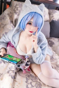 Stunning Rem Neko Cosplay by Yuki Astra: Re:Zero Inspired Blue-Haired Maid with Cat Ears - Exclusive 14-Photo Gallery Collection - image 5