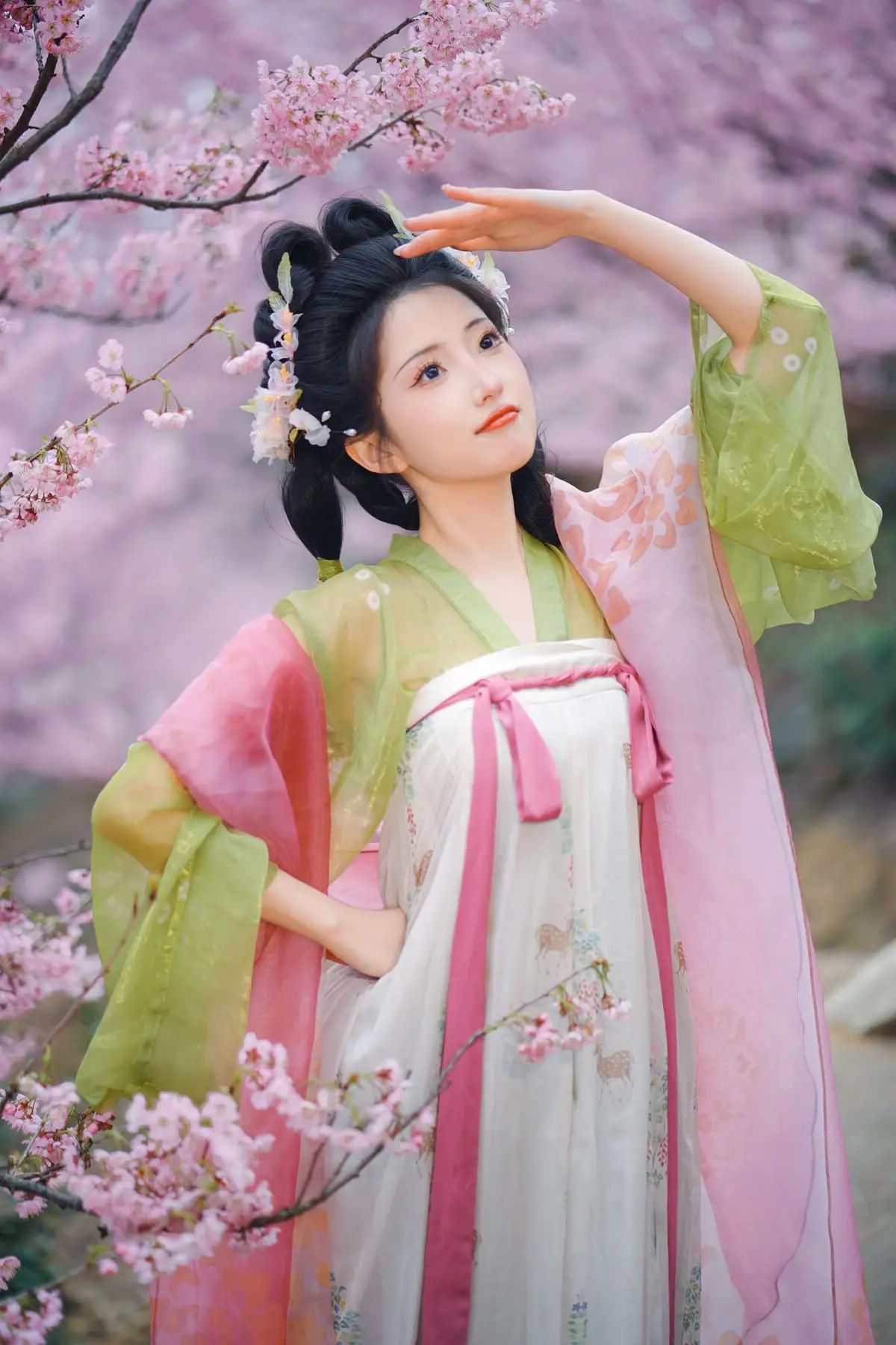 East Asian Beauty: Tu Ya W in Elegant Hanfu Amidst Spring Cherry Blossoms | YiTuYu Vol.8636