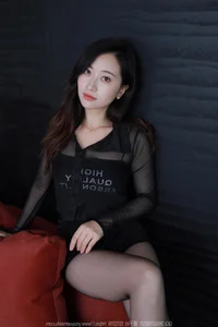 IESS Chinese Model Xiao Jie Red Sofa Part 2 Elegant Indoor Photography - image 38