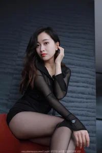 IESS Chinese Model Xiao Jie Red Sofa Part 2 Elegant Indoor Photography - image 28