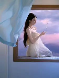 Wang Churan: Dreamy Beauty by the Sunset Window, Captivating Ethereal Moment - image 7