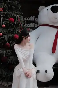 Christmas Radiance: Girl in Elegant White Dress and Joyful Smile - image 6