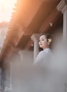Graceful Vietnamese Girl in White Ao Dai, Radiant Smile at Ancient Site 1000026917 - image 6