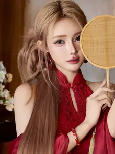 Discover Alluring Traditional Beauty: Girl in a Radiant Red Outfit, Elegant and Mysterious. - image 2