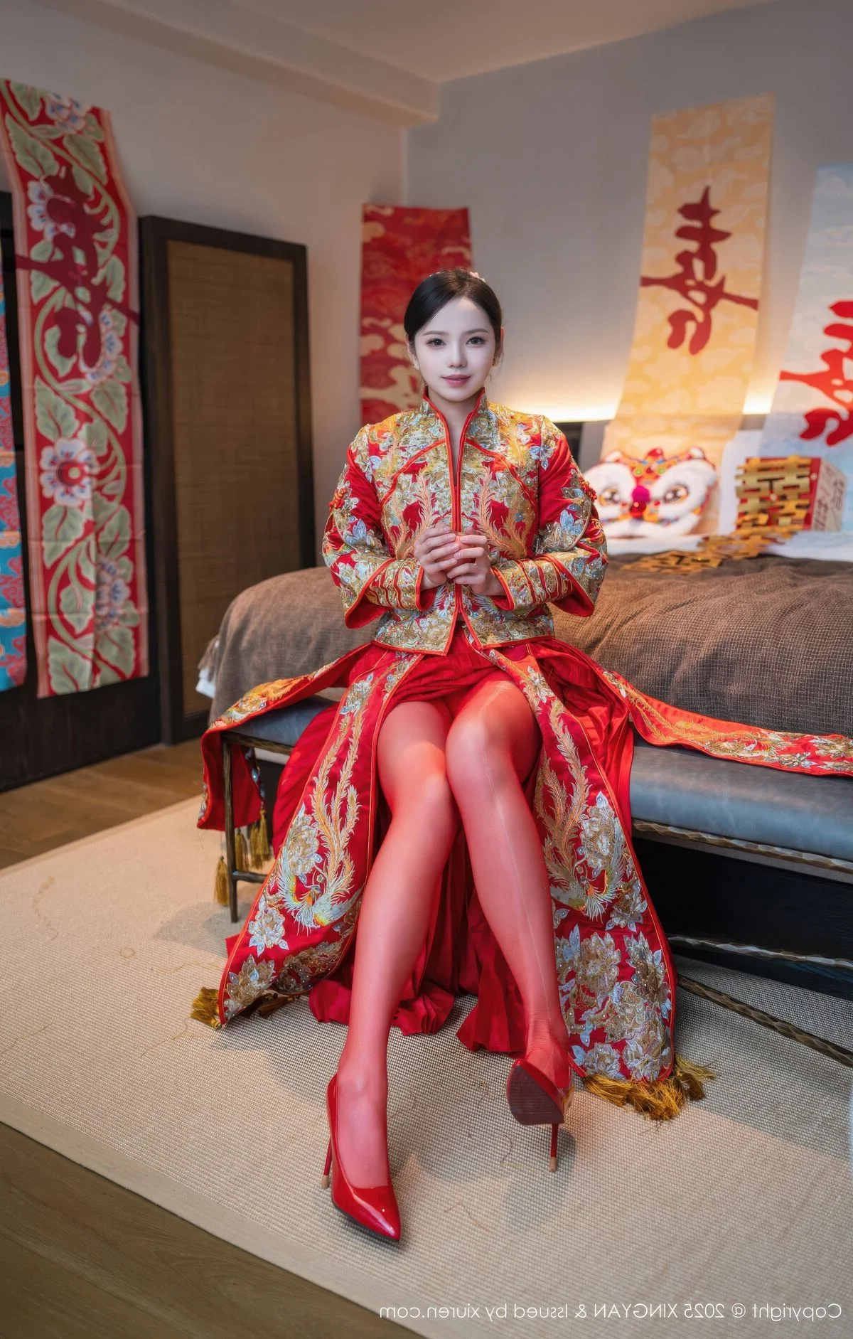 Stunning Red Bride Fashion Photography: XingYan Star Face Vol.438 Featuring Model Da Mei Niu Er - Elegant Portrait Collection