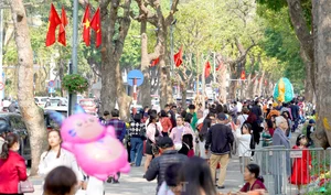 Hanoi's Hoan Kiem Lake Crowded with Tourists During Sunny Lunar New Year Celebrations - image 10
