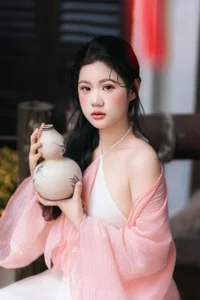 Ethereal Muse in Traditional Silk and Ancient Architecture - image 9