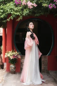 Ethereal Muse in Traditional Silk and Ancient Architecture - image 14