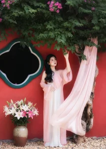 Ethereal Muse in Traditional Silk and Ancient Architecture - image 12