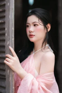 Ethereal Muse in Traditional Silk and Ancient Architecture - image 11