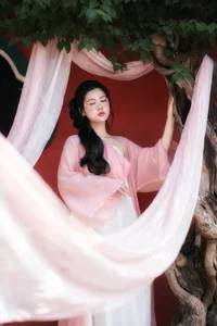 Ethereal Muse in Traditional Silk and Ancient Architecture - image 5