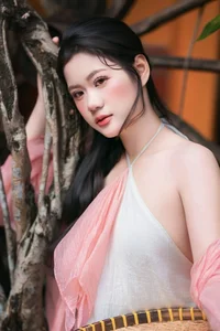 Ethereal Muse in Traditional Silk and Ancient Architecture - image 6
