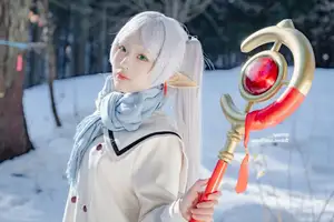 Coser Mim: Enchanting Frieren Cosplay (32P) in a Winter Wonderland - image 10