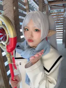 Coser Mim: Enchanting Frieren Cosplay (32P) in a Winter Wonderland - image 1