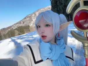 Coser Mim: Enchanting Frieren Cosplay (32P) in a Winter Wonderland - image 0