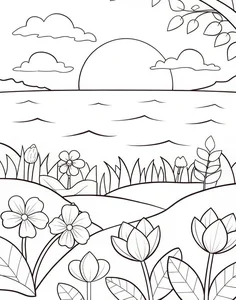 136+ Beautiful Landscape Coloring Pages: Mountains, Oceans, and Forest Scenes - image 19