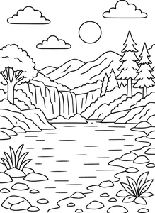 136+ Beautiful Landscape Coloring Pages: Mountains, Oceans, and Forest Scenes - image 21
