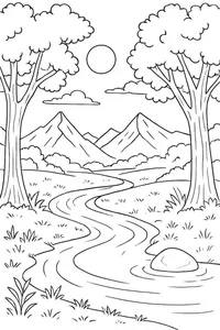 136+ Beautiful Landscape Coloring Pages: Mountains, Oceans, and Forest Scenes - image 8