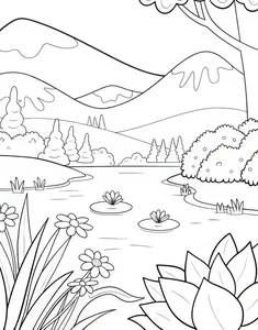 136+ Beautiful Landscape Coloring Pages: Mountains, Oceans, and Forest Scenes - image 3