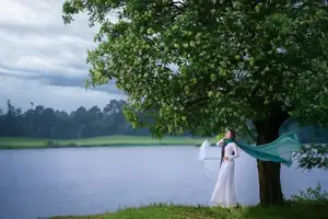 VGU No.172: Captivating Vietnamese Ao Dai Student in a Dreamy Moment, Showcasing Pure Grace Amidst Nature. - image 7