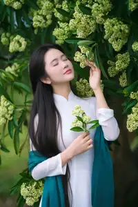 VGU No.172: Captivating Vietnamese Ao Dai Student in a Dreamy Moment, Showcasing Pure Grace Amidst Nature. - image 8