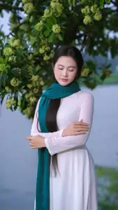 VGU No.172: Captivating Vietnamese Ao Dai Student in a Dreamy Moment, Showcasing Pure Grace Amidst Nature. - image 13