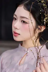 Elegant East Asian Beauty: Gentle Young Woman in Classical Traditional Attire - image 7