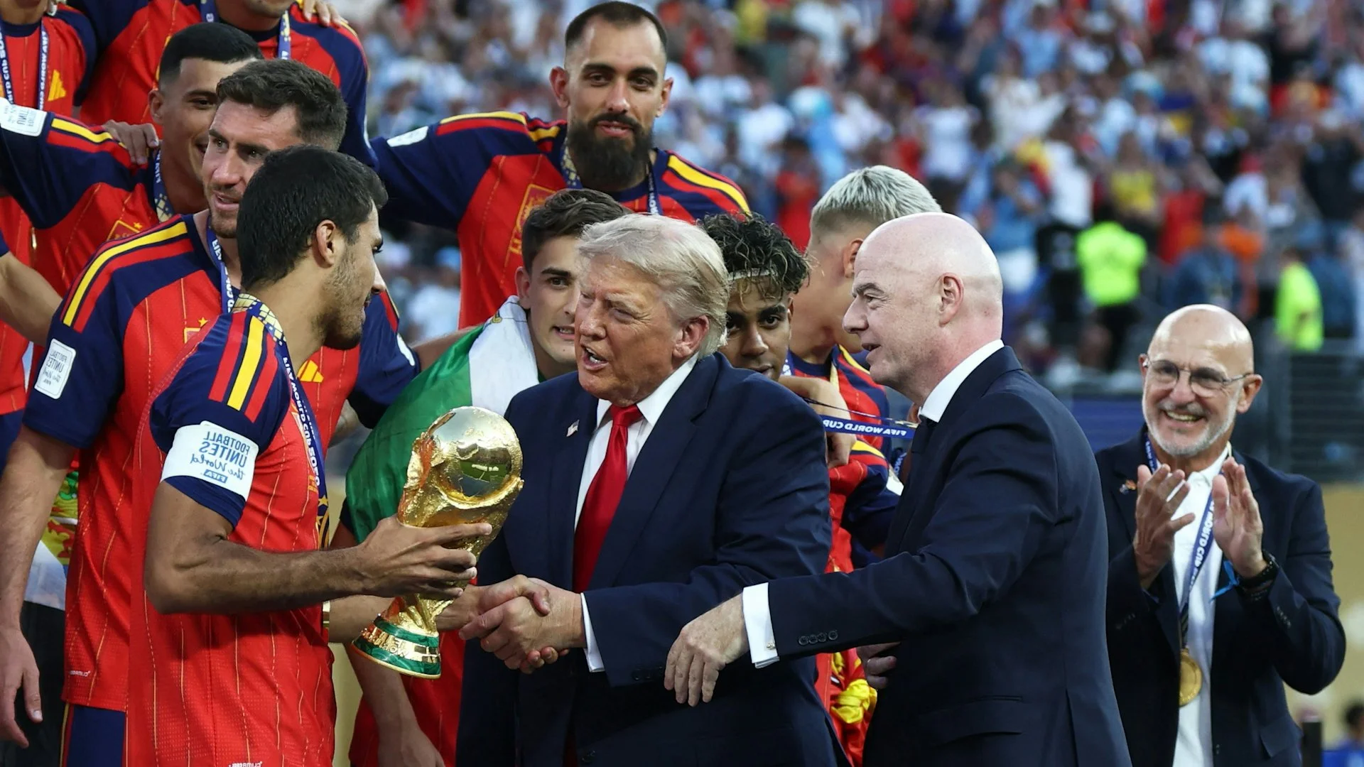 Trump Presents World Cup Trophy as Messi Cries Before 80,000 Fans