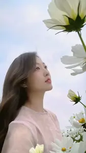 Gentle Beauty Amidst White Cosmos Field A Serene Moment - image 0