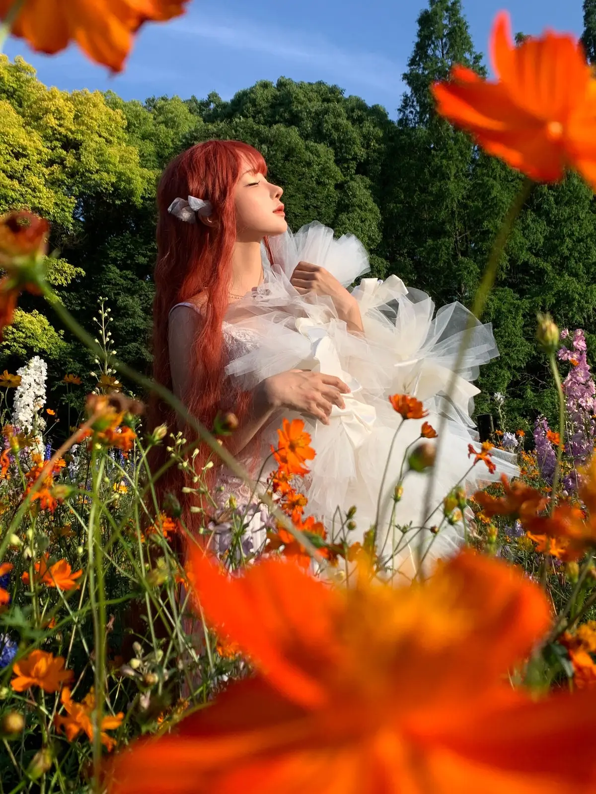 Coser Chunmomo | Ethereal Bride in a Dreamy Flower Garden Wedding Dress