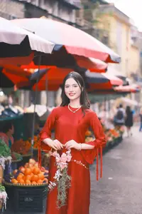 Vietnamese Girl's Bright Smile with Lucky Plush Horses in a Traditional Market. - image 7