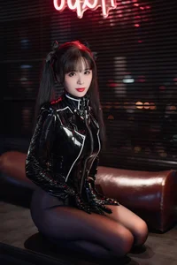 Elegant Communication Officer Cosplay by Xuan Xiao Xue Jie: Stunning Black Silk Aesthetic and Futuristic Professional Style Portrait Collection - image 14