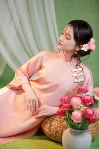 Elegant Muse in Pastel Pink Traditional Attire - image 0