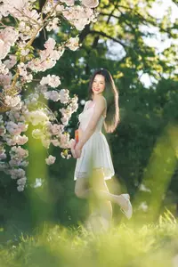 Spring Muse: Pristine Beauty and Grace Amidst Blooming Cherry Blossoms. - image 4