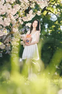 Spring Muse: Pristine Beauty and Grace Amidst Blooming Cherry Blossoms. - image 1